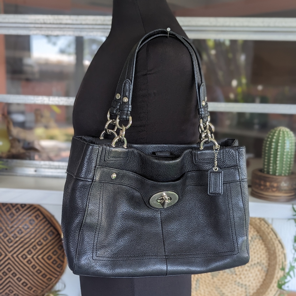 Coach Black Leather Satchel with Gold Hardware